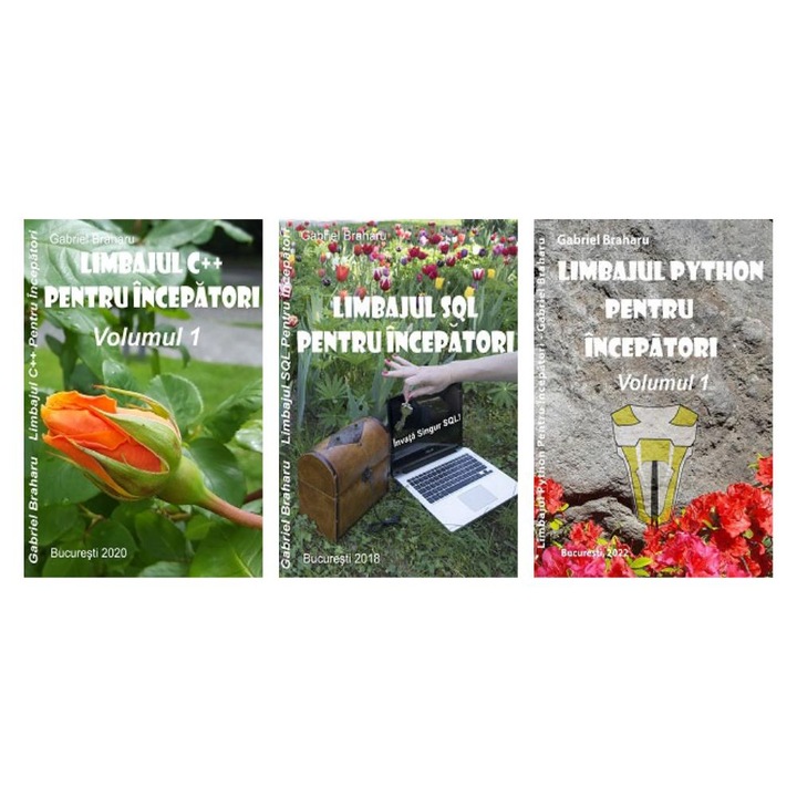 Set de 3 Carti Programare Incepatori (12), Gabriel Braharu, Colectia "Invata programare singur", 3 bucati