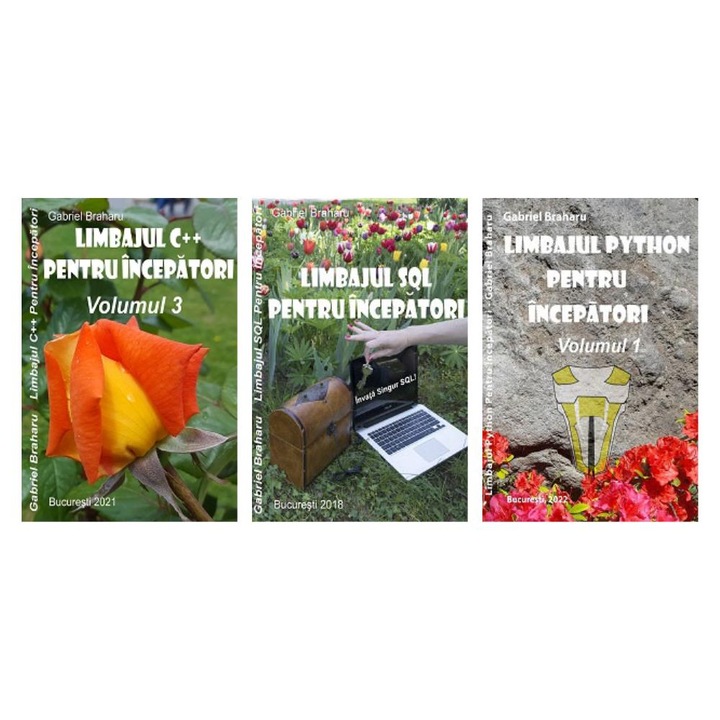 Set de 3 Carti Programare Incepatori (23), Gabriel Braharu, Colectia "Invata programare singur", 3 bucati