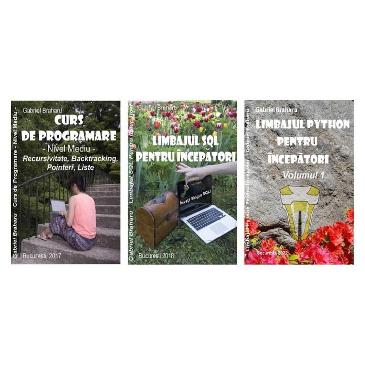 Set de 3 Carti Programare Incepatori (30), Gabriel Braharu, Colectia "Invata programare singur", 3 bucati