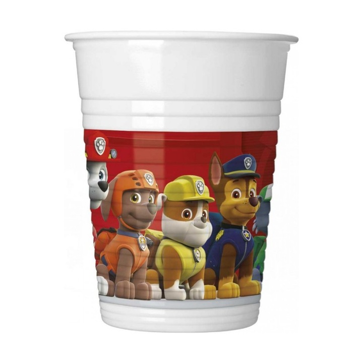 Set 8 pahare plastic, Paw Patrol, 200 ml, multicolor