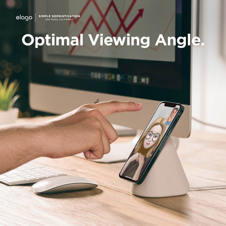 Elago MS1 Charging Stand for MagSafe - силиконова поставка за безжично зареждане на iPhone чрез поставяне на Apple MagSafe Charger (тъмносин)