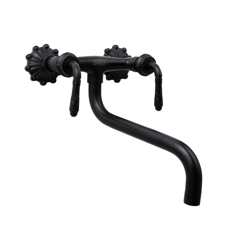 Кухненски кран TRENDY'S за стенен монтаж на дълги тръби, Матово черен