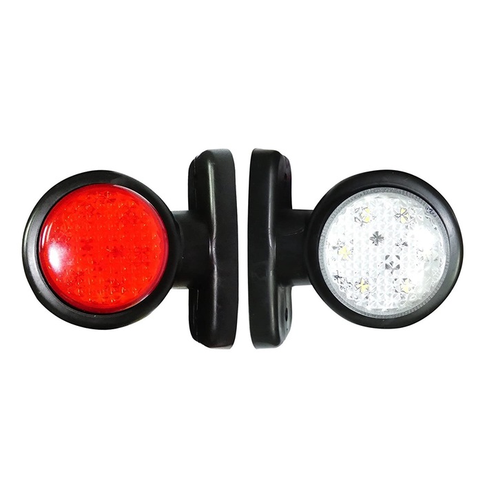 Комплект 2 габаритни LED светлини Flexzon, 85 mm, 12v - 24v, червено и бяло, гума, за ремарке, камион