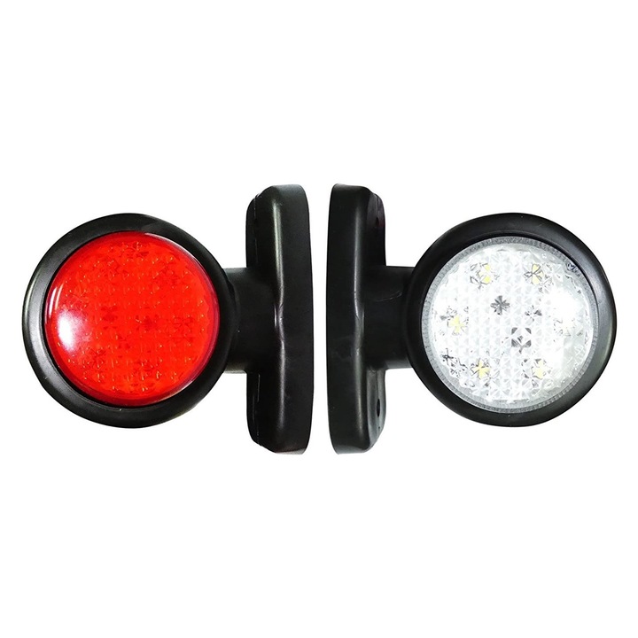 Set 2X Lampa Laterala LED Flexzon, 85mm, 12v - 24v, Rosu si Alb, Cauciuc, Pentru Remorca, Camion
