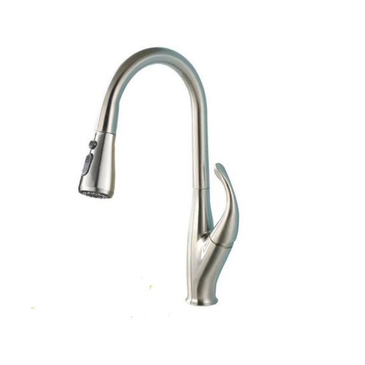 Смесител за кухня Chrome Mat, професионален, със сензор за стартиране на допир, с изтеглящ се душ и гъвкав кран, 2 функции за воден поток, със сензорно управление, AquaSpa