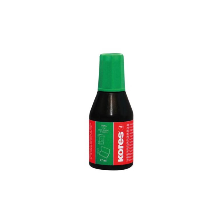 Bélyegzőfesték, 28 ml, KORES, zöld