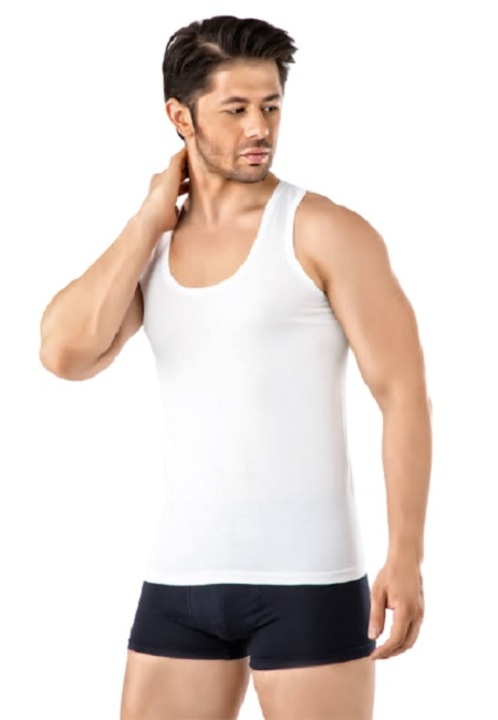 Комплект от 6 броя мъжки потници, VIVALDI, памук, Бял