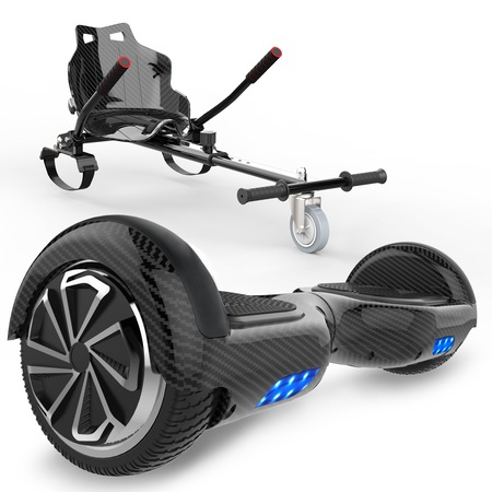 Set Hoverboard si Hoverkart copii, Mega Motion, M1, Bluetooth, 6,5 inchi, LED, 15 km/h, 250W, Negru