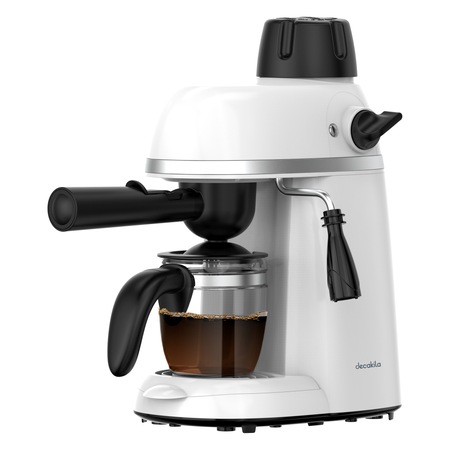 Masina de cafea Decakila, 800 W, 3.5 Bar, 0.24 L, 4 cesti, Alb