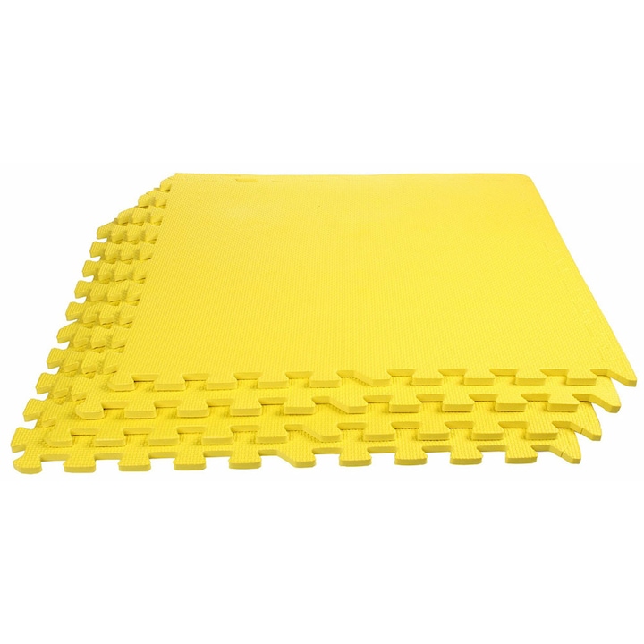 Fitness matrackészlet, Merco Colored Puzzle, 4 db, 60x60x1cm, sárga