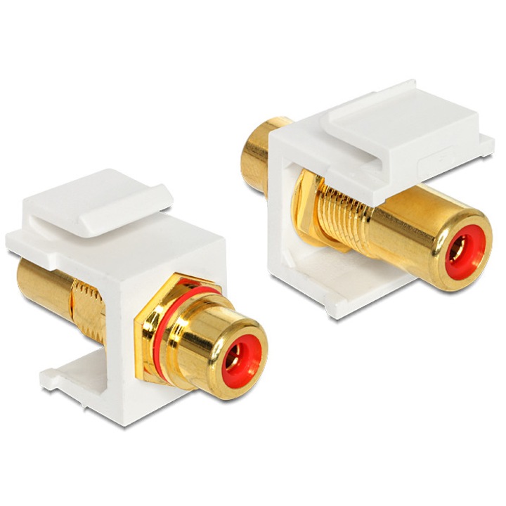 Delock Keystone modul RCA anya > RCA anya, aranyozott csatlakozó, piros