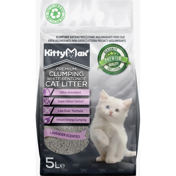 Asternut Igienic Premium KittyMax Lavander pentru Pisici 5 L