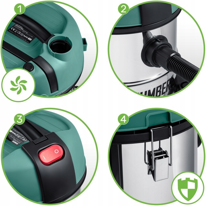 Aspirator multifunctional si practic HM-400, multiple filtre si accesorii, rezervor 20L, furtun de 180 cm, putere nominala 1200W