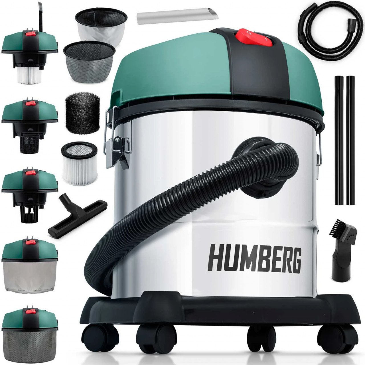 Aspirator multifunctional si practic HM-400, multiple filtre si accesorii, rezervor 20L, furtun de 180 cm, putere nominala 1200W