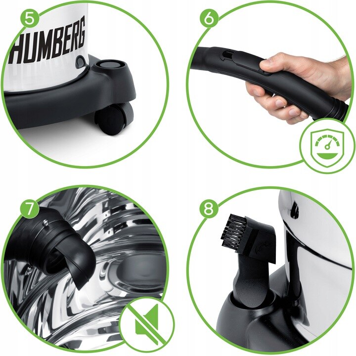 Aspirator multifunctional si practic HM-400, multiple filtre si accesorii, rezervor 20L, furtun de 180 cm, putere nominala 1200W