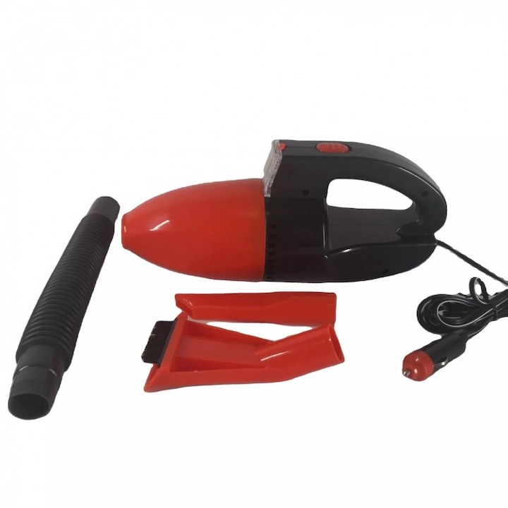 Hordozható autós porszívó LED-del, Tescomak, piros/fekete színben