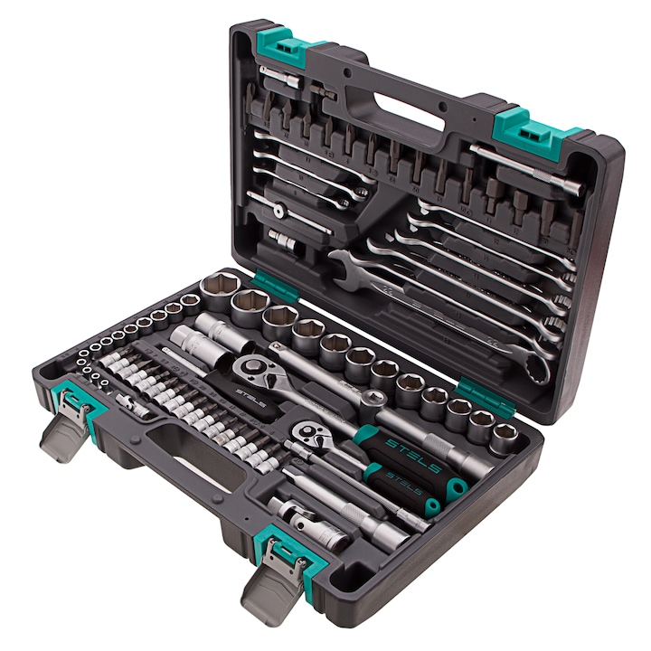 Trusa scule, 82 piese, 1/2", 1/4", cutie din plastic// STELS