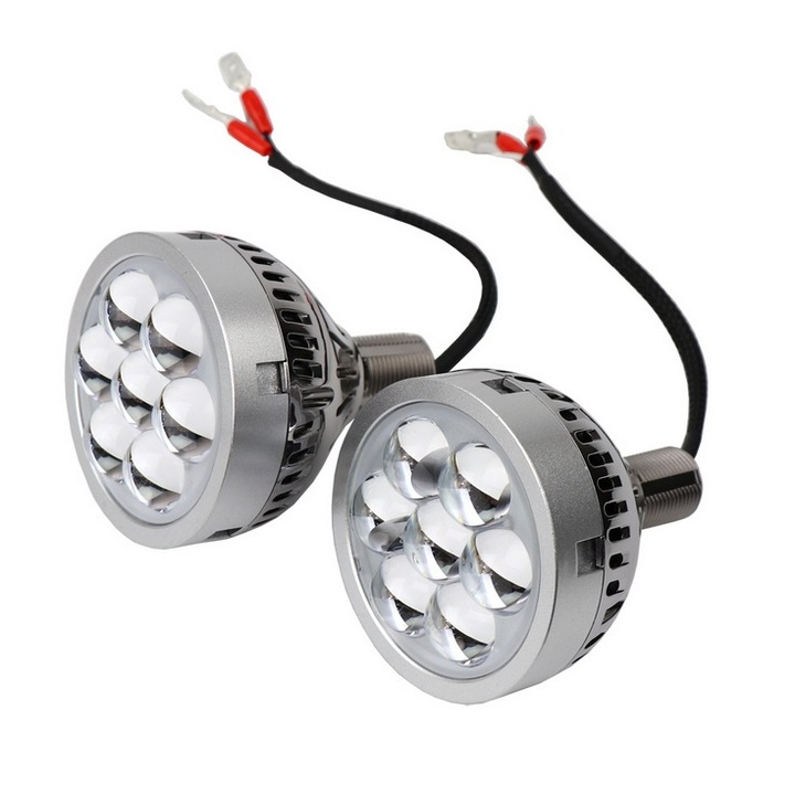 Set 2 proiectore LED 3" pentru faza lunga auto / moto cu lumina de zi DRL 35W, 12V, 3000Lm - i6