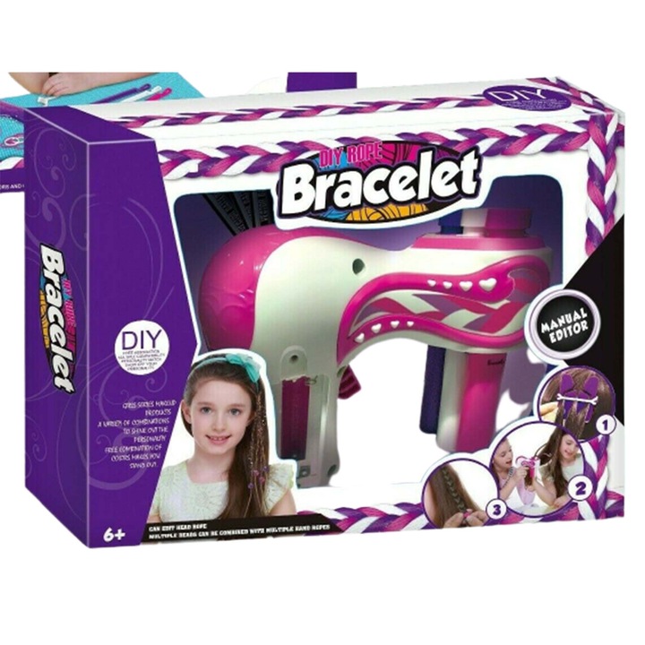 Joc, Set impletit parul , 6+ ani, Alb/Roz, Dalimag