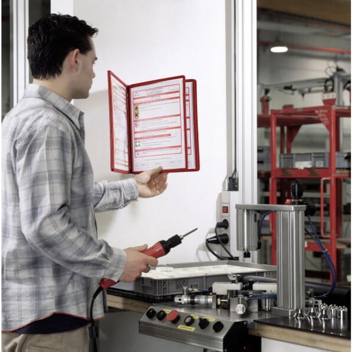 Fali lapozgató 5 db piros A4-es kerettel