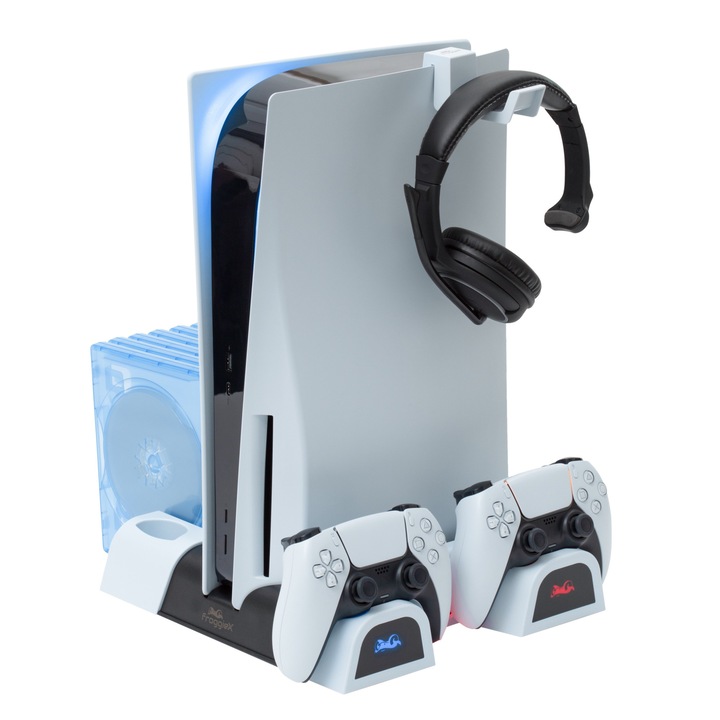 Froggiex FX-P5-C3-W PS5 Multifunkciós ventilátoros állvány + headset tartó