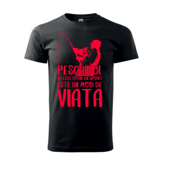 Tricou barbati personalizat " Pescuitul nu este doar un sport, este un mod de viata" , negru , marimea M
