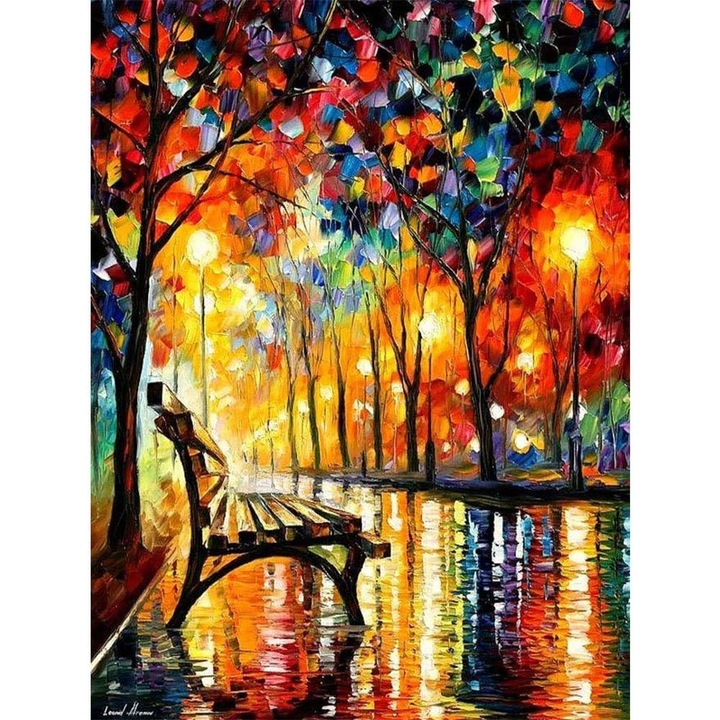 Kit pictura cu diamante 5D, Model peisaj, 30x40 cm, Multicolor