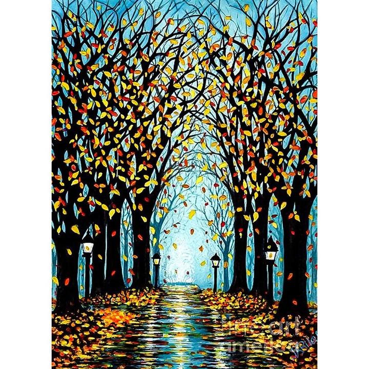 Kit pictura cu diamante 5D, Model peisaj, 30x40 cm, Multicolor