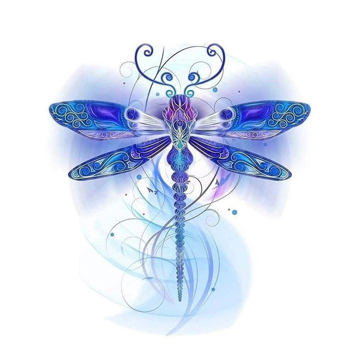 Kit pictura cu diamante 5D, Model libelula, 30x40 cm, Multicolor