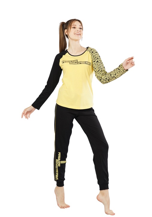 Pijama dama Vienetta, Be Positive, galben/negru