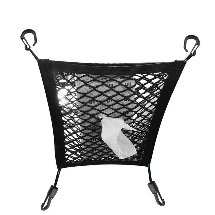 Plasa auto elastica cu buzunar de depozitare, neagra, 30cm x 25cm, AVR®