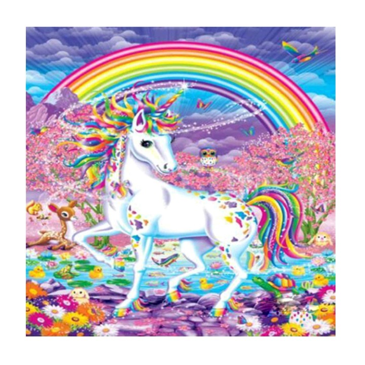 Set de artizanat cu diamante, Model unicorn, +14 ani, 35x35 cm, Multicolor