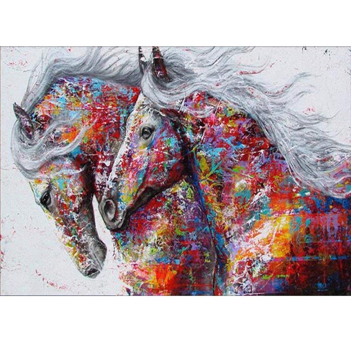 Set de artizanat cu diamante, Model cal, +14 ani, 30x40 cm, Multicolor