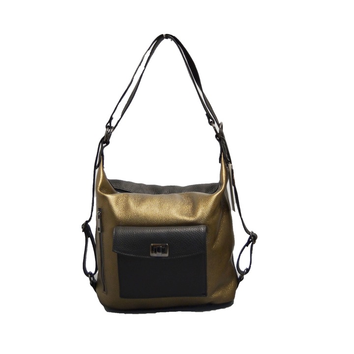 Geanta Zea, 205, casual, multifunctionala, negru/bronz