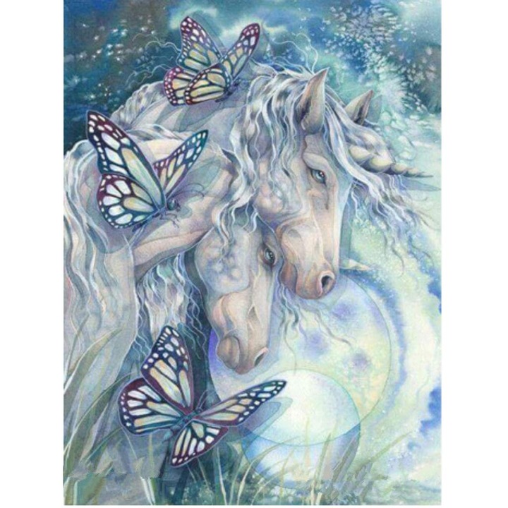 Set de artizanat cu diamante, Model cal, +14 ani, 30x40 cm, Multicolor