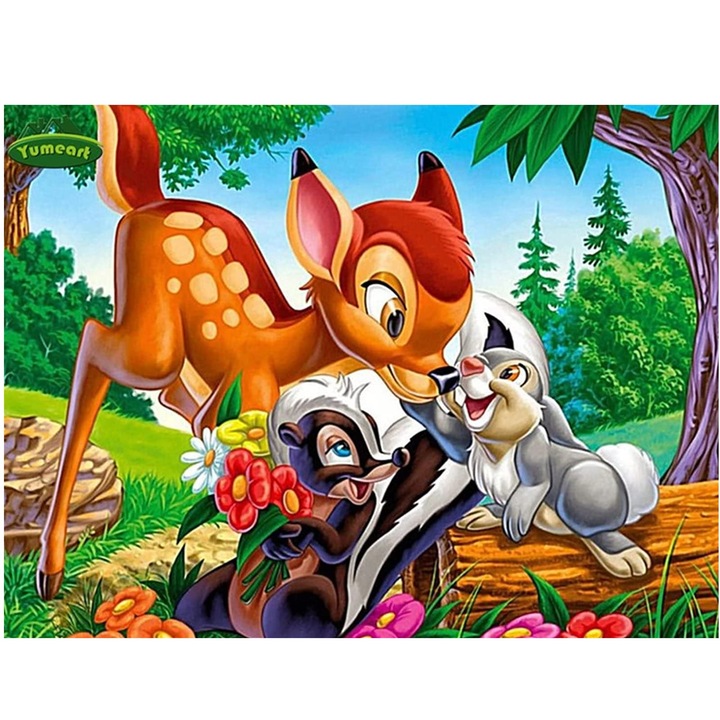 Set de artizanat cu diamante, Model Bambi, +14 ani, 30x40 cm, Multicolor