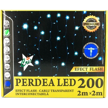 Instalatie Decorativa Cris, Perdea 200Led , 2X2M , cu Flash, Interconectabila, Albastru, Exterior Instalatie Decorativa Cris, Perdea 200Led , 2X2M , cu Flash, Interconectabila, Albastru, Exterior