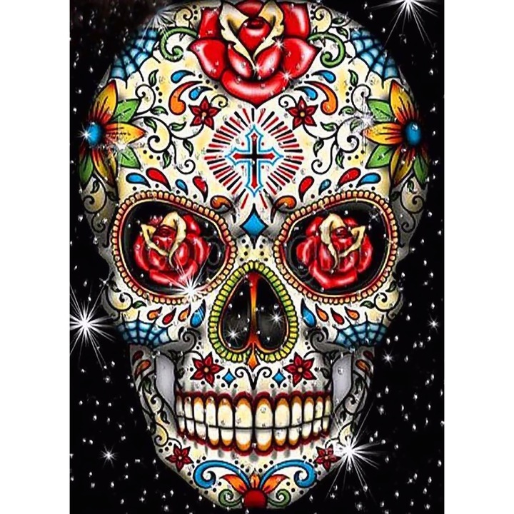 Kit pictura cu diamante 5D, Model schelet, 30x40 cm, Multicolor