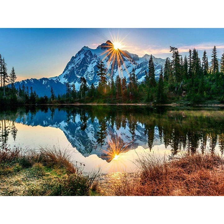 Kit pictura cu diamante 5D, Model peisaj, 30x40 cm, Multicolor