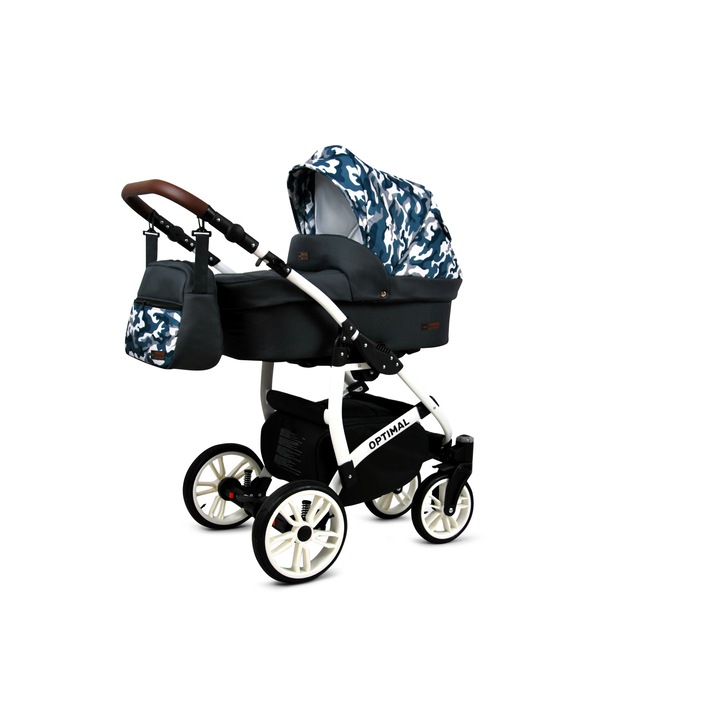 Детска количка BabyLux, 4 в 1, Optimal, Дълбока, Autophase ISOFIX, Алуминиева рамка, Gray Moro