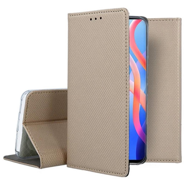 Telefontok Xiaomi Redmi Note 11 / Note 11T 5G / Poco M4 Pro 5G - arany mágneses szilikon keretes könyvtok