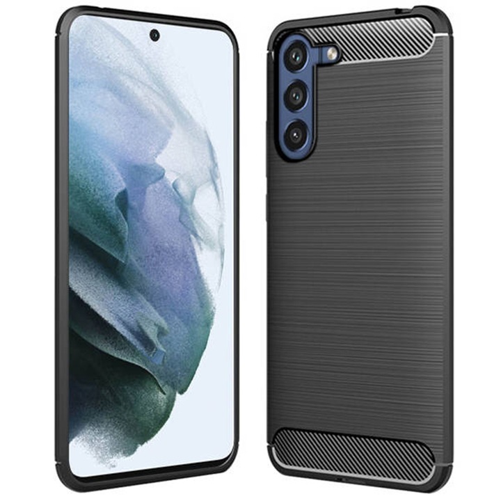 Samsung Galaxy S21 FE Telefontok - Forcell CARBON fekete szilikon tok