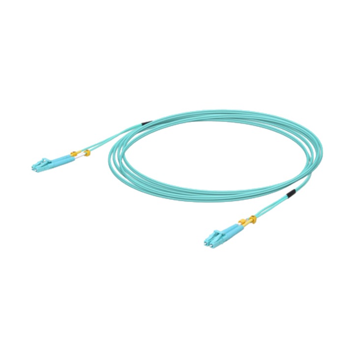 Patchcord Ubiquiti UACC-OFC-MM-3M, fibra optica multimode, 10 Gbps, OM3 duplex, conector LC, lungime 3 m, performanta ridicata pentru retele de mare viteza, pierderi reduse si conexiuni fiabile in centre de date si infrastructura LAN