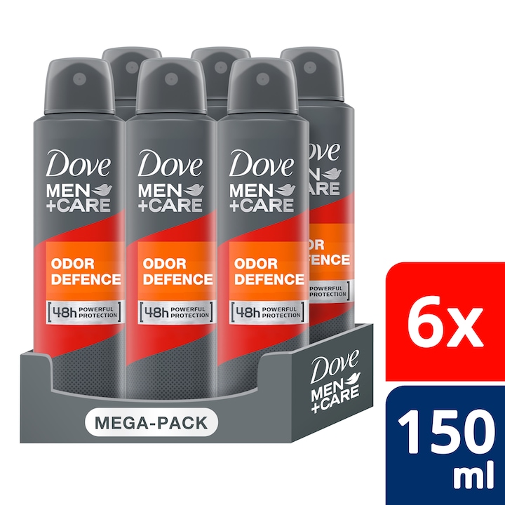 DOVE MEN+CARE Odour Defense férfi izzadásgátló dezodor, 6x 150 ml