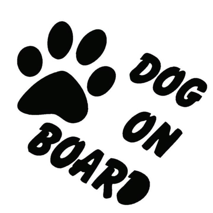 Sticker decorativ auto, Dog on board, 120x145 mm, negru