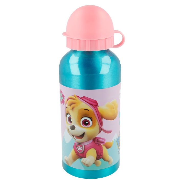Детска бутилка за вода Stor®, изработена от алуминий, с шарка Patrulla Canina Girl, 400 ml