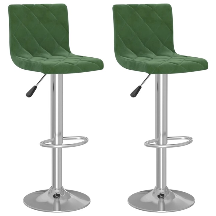Set 2 Scaun de bar, vidaXL, Catifea , Verde 40 x 43 x 90-111 cm