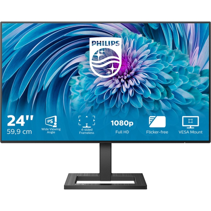 Monitor LED IPS Philips 23,8" Full HD, HDMI, AMD FreeSync, Vesa, fekete