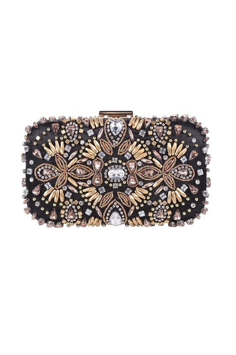 OEM női kis táska, elegáns, többszínű kövekkel, clutch, 155x90x40mm