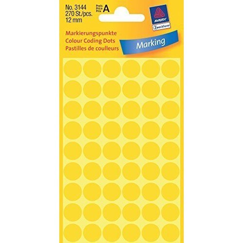 Etichete Avery Zweckform 3144, buline galbene, diametru 12mm